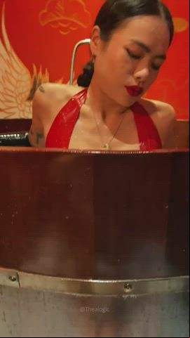 asian BDSM Dominatrix Femdom Fetish Goddess Latex Mistress Pegging Strap On Porn GIF