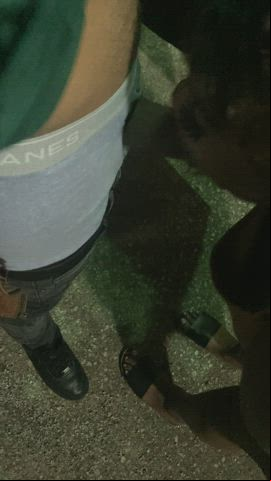 BBC oral sex Cheating Choking Chubby Deepthroat ebony black couple Outdoor stunning pretty Porn GIF