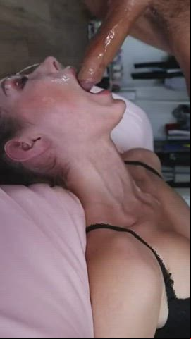 Brunette cum sperm In Mouth Cumshot Deepthroat Face Fuck Facial Forced Pornstar Porn GIF