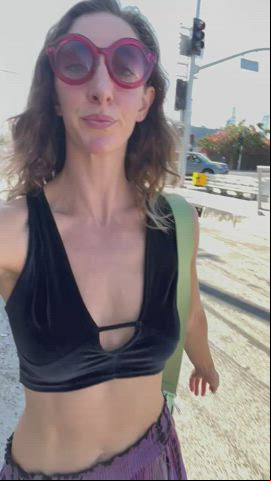 Flashing Natural boobies Public Porn GIF